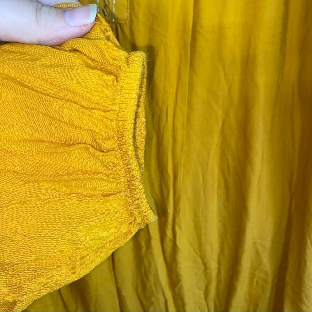 Lane Bryant Mustard Embroidered Peasant Blouse 18/20 Boho Rayon Plus Size - Picture 3 of 5